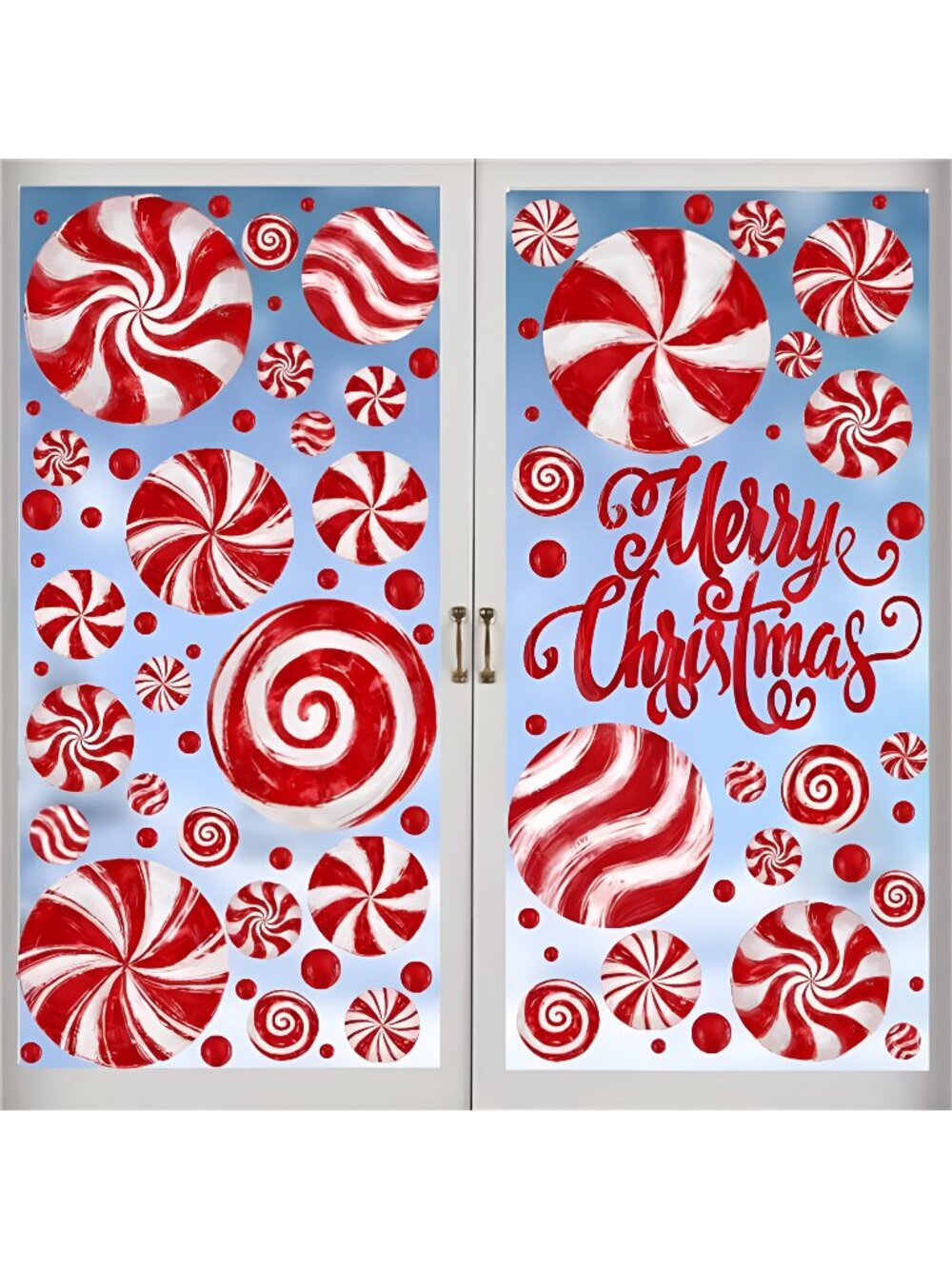 8 Sheets Christmas Window Clings, Oil Painting Christmas Red Candy Stickers